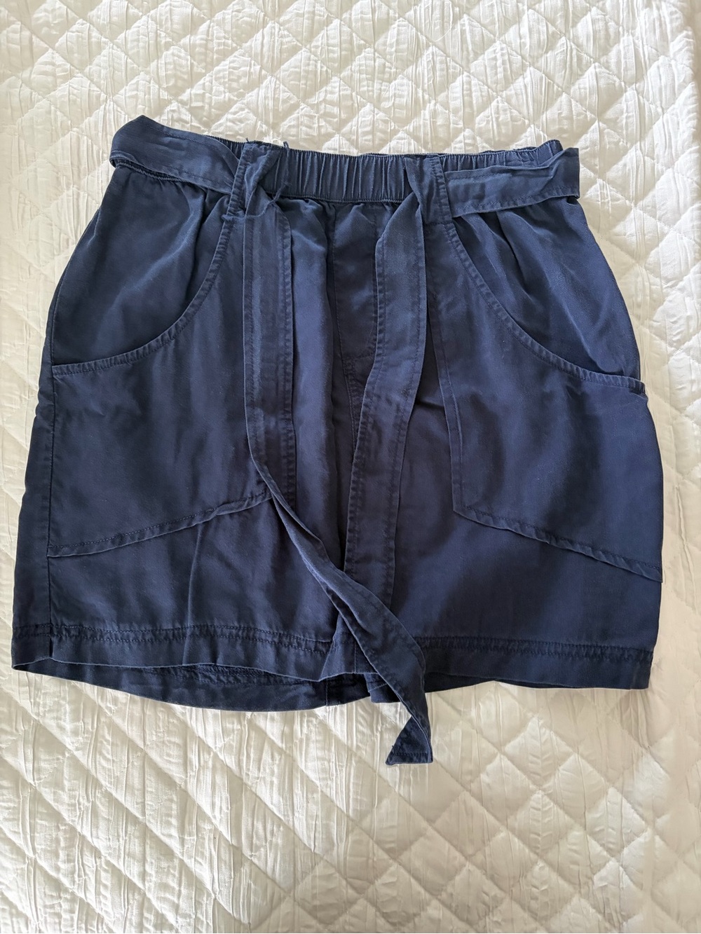 Women's Navy Mini Skirt with Waist Tie